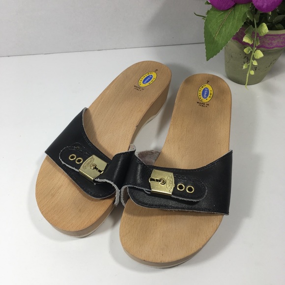 dr scholl's wooden sole sandals